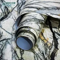 D?COR GALI Self Adhesive Black White Marble Texture Waterproof Vinyl Wallpaper Stickers for Wooden Door, Wardrobe, Wall, PVC Wall Papers Design-2X10 Feet-thumb2