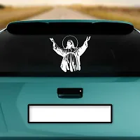 Dikoria Jesus Car Sticker, car Stickers for Car Exterior, Glass, Wall, Window | White Color Standard Size (12x12 Inch) | Design-Jesus Car Sticker White- D990-thumb1