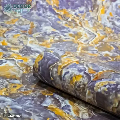 D?COR GALI Self Adhesive Purple and Golden MarbleTexture Waterproof Vinyl Wallpaper Stickers for Wooden Door, Wardrobe, Wall, PVC Wall Papers Design-2X12 Feet-thumb3