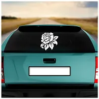 Dikoria Rose Flower Car Sticker, car Stickers for Car Exterior, Glass, Wall, Window | White Color Standard Size (12x12 Inch) | Design-Rose Flower Car Sticker White- D488-thumb1
