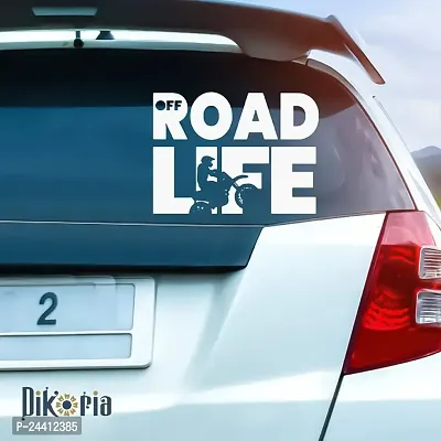 Dikoria Road Life Car Sticker, car Stickers for Car Exterior, Glass, Wall, Window | White Color Standard Size (12x12 Inch) | Design-Road Life Car Sticker White- D145-thumb0