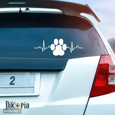 Dikoria Dog Foot Car Sticker, car Stickers for Car Exterior, Glass, Wall, Window | White Color Standard Size (12x12 Inch) | Design-Dog Foot Car Sticker White- D727