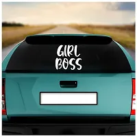 Dikoria Girl Boss Car Sticker, car Stickers for Car Exterior, Glass, Wall, Window | White Color Standard Size (12x12 Inch) | Design-Girl Boss Car Sticker White- D987-thumb1