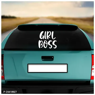 Dikoria Girl Boss Car Sticker, car Stickers for Car Exterior, Glass, Wall, Window | White Color Standard Size (12x12 Inch) | Design-Girl Boss Car Sticker White- D987-thumb2