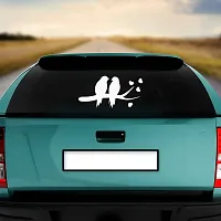 Dikoria Birds Love Car Sticker, car Stickers for Car Exterior, Glass, Wall, Window | White Color Standard Size (12x12 Inch) | Design-Birds Love Car Sticker White- D719-thumb1