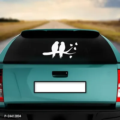 Dikoria Birds Love Car Sticker, car Stickers for Car Exterior, Glass, Wall, Window | White Color Standard Size (12x12 Inch) | Design-Birds Love Car Sticker White- D719-thumb2