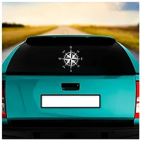 Dikoria Compass Car Sticker, car Stickers for Car Exterior, Glass, Wall, Window | White Color Standard Size (12x12 Inch) | Design-Compass Car Sticker White- D31-thumb1