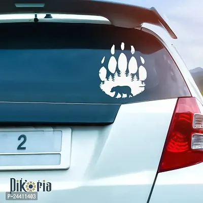 Dikoria Bear with Foot Car Sticker, car Stickers for Car Exterior, Glass, Wall, Window | White Color Standard Size (12x12 Inch) | Design-Bear with Foot Car Sticker White- D506