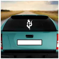 Dikoria Shiva with Half Trident Car Sticker, car Stickers for Car Exterior, Glass, Wall, Window | White Color Standard Size (12x12 Inch) | Design-Shiva with Half Trident Car Sticker White- D568-thumb1