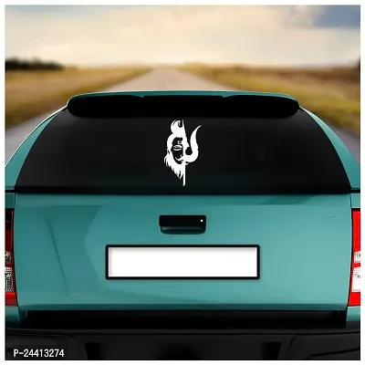 Dikoria Shiva with Half Trident Car Sticker, car Stickers for Car Exterior, Glass, Wall, Window | White Color Standard Size (12x12 Inch) | Design-Shiva with Half Trident Car Sticker White- D568-thumb2