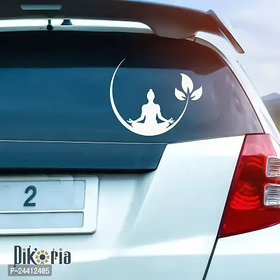 Dikoria Buddha Car Sticker, car Stickers for Car Exterior, Glass, Wall, Window | White Color Standard Size (12x12 Inch) | Design-Buddha Car Sticker White- D154