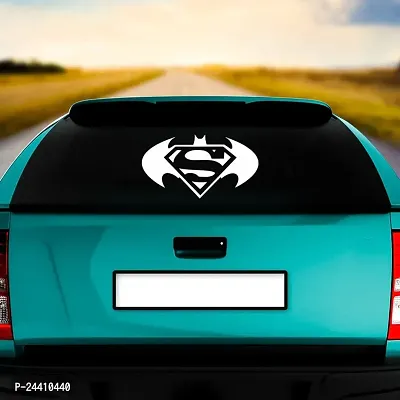 Dikoria Superman Car Sticker, car Stickers for Car Exterior, Glass, Wall, Window | White Color Standard Size (12x12 Inch) | Design-Superman Car Sticker White- D303-thumb2