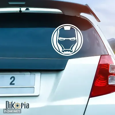 Dikoria Ironman Car Sticker, car Stickers for Car Exterior, Glass, Wall, Window | White Color Standard Size (12x12 Inch) | Design-Ironman Car Sticker White- D414