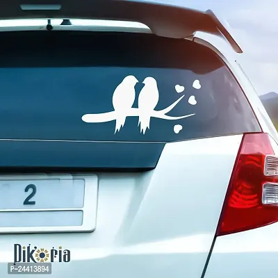 Dikoria Birds Love Car Sticker, car Stickers for Car Exterior, Glass, Wall, Window | White Color Standard Size (12x12 Inch) | Design-Birds Love Car Sticker White- D719