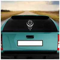 Dikoria Sun Car Sticker, car Stickers for Car Exterior, Glass, Wall, Window | White Color Standard Size (12x12 Inch) | Design-Sun Car Sticker White- D888-thumb1