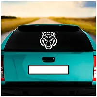 Dikoria Tiger Car Sticker, car Stickers for Car Exterior, Glass, Wall, Window | White Color Standard Size (12x12 Inch) | Design-Tiger Car Sticker White- D266-thumb1