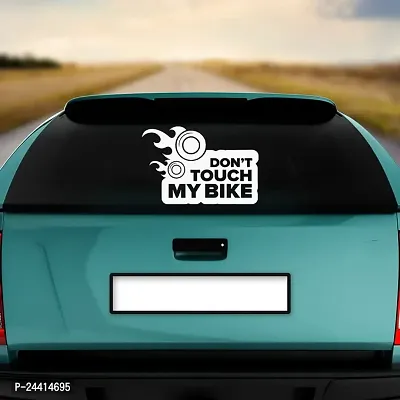 Dikoria Don't Touch My Bike Car Sticker, car Stickers for Car Exterior, Glass, Wall, Window | White Color Standard Size (12x12 Inch) | Design-Don't Touch My Bike Car Sticker White- D799-thumb2