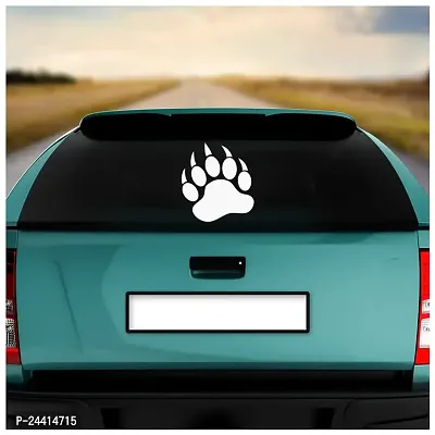 Dikoria Bear Foot Car Sticker, car Stickers for Car Exterior, Glass, Wall, Window | White Color Standard Size (12x12 Inch) | Design-Bear Foot Car Sticker White- D543-thumb2