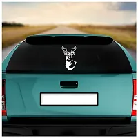 Dikoria Deer Car Sticker, car Stickers for Car Exterior, Glass, Wall, Window | White Color Standard Size (12x12 Inch) | Design-Deer Car Sticker White- D775-thumb1