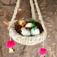 ZOOMKHA Artificial Jute Hanging Birds NEST JHUMAR CHIDIYAN KA GHOSLA-thumb3