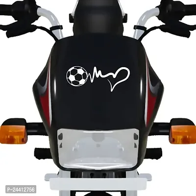 Dikoria Football with Heart Bike Sticker for Racer Bike, Sports Bike, Scooter, Scooty | White Color Standard Size (6x6 Inch) | Design-Football with Heart Bike Sticker White-419