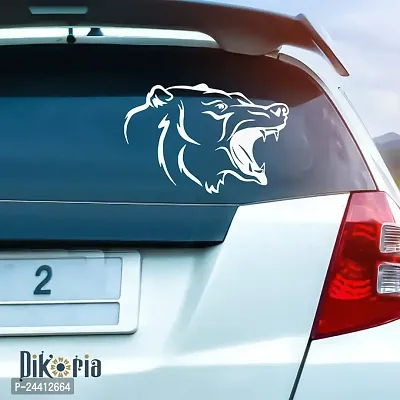 Dikoria Tiger Face Car Sticker, car Stickers for Car Exterior, Glass, Wall, Window | White Color Standard Size (12x12 Inch) | Design-Tiger Face Car Sticker White- D600