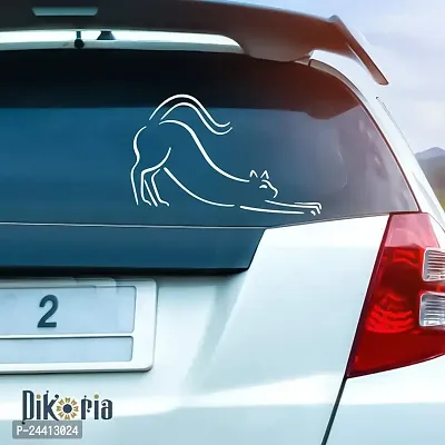 Dikoria Cat Car Sticker, car Stickers for Car Exterior, Glass, Wall, Window | White Color Standard Size (12x12 Inch) | Design-Cat Car Sticker White- D909