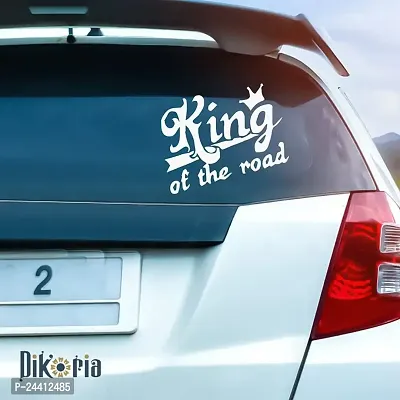 Dikoria King of Road Car Sticker, car Stickers for Car Exterior, Glass, Wall, Window | White Color Standard Size (12x12 Inch) | Design-King of Road Car Sticker White- D88-thumb0