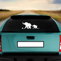 Dikoria Baby Elephant with Mother Car Sticker, car Stickers for Car Exterior, Glass, Wall, Window | White Color Standard Size (12x12 Inch) | White- D784-thumb1