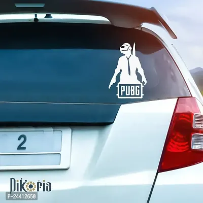 Dikoria Pubg Car Sticker, car Stickers for Car Exterior, Glass, Wall, Window | White Color Standard Size (12x12 Inch) | Design-Pubg Car Sticker White- D279-thumb0