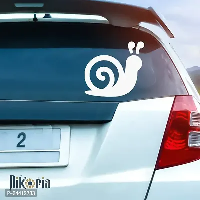 Dikoria Snail Car Sticker, car Stickers for Car Exterior, Glass, Wall, Window | White Color Standard Size (12x12 Inch) | Design-Snail Car Sticker White- D818