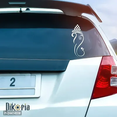 Dikoria Ganesh Car Sticker, car Stickers for Car Exterior, Glass, Wall, Window | White Color Standard Size (12x12 Inch) | Design-Ganesh Car Sticker White- D299