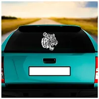 Dikoria Tiger Car Sticker, car Stickers for Car Exterior, Glass, Wall, Window | White Color Standard Size (12x12 Inch) | Design-Tiger Car Sticker White- D81-thumb1