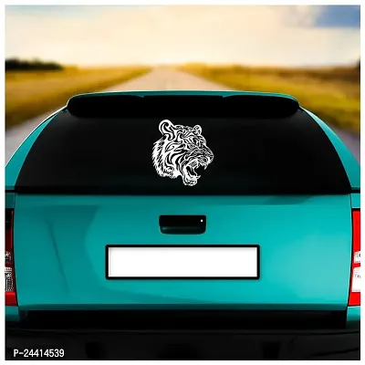 Dikoria Tiger Car Sticker, car Stickers for Car Exterior, Glass, Wall, Window | White Color Standard Size (12x12 Inch) | Design-Tiger Car Sticker White- D81-thumb2