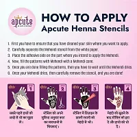 Apcute Henna Stencil for Full Hand Set of 13pc Combo | Temporary Tattoo Mehandi Stencil Stickers for Full Hand for Girls, Women | Easy to use in 4 Steps Design-13pc-174-175-214-215-thumb3