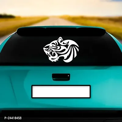 Dikoria Tiger Car Sticker, car Stickers for Car Exterior, Glass, Wall, Window | White Color Standard Size (12x12 Inch) | Design-Tiger Car Sticker White- D285-thumb2