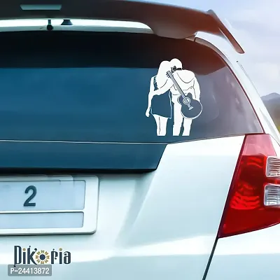 Dikoria Music Lover Car Sticker, car Stickers for Car Exterior, Glass, Wall, Window | White Color Standard Size (12x12 Inch) | Design-Music Lover Car Sticker White- D653