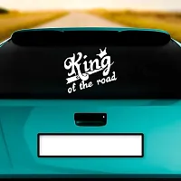 Dikoria King of Road Car Sticker, car Stickers for Car Exterior, Glass, Wall, Window | White Color Standard Size (12x12 Inch) | Design-King of Road Car Sticker White- D88-thumb1