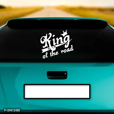 Dikoria King of Road Car Sticker, car Stickers for Car Exterior, Glass, Wall, Window | White Color Standard Size (12x12 Inch) | Design-King of Road Car Sticker White- D88-thumb2