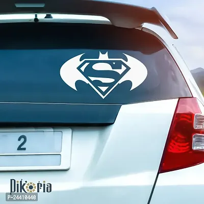 Dikoria Superman Car Sticker, car Stickers for Car Exterior, Glass, Wall, Window | White Color Standard Size (12x12 Inch) | Design-Superman Car Sticker White- D303-thumb0