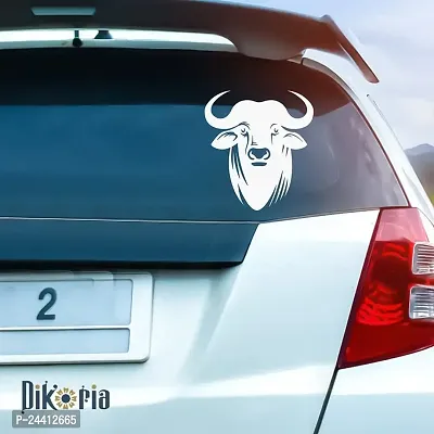 Dikoria Buffalo Car Sticker, car Stickers for Car Exterior, Glass, Wall, Window | White Color Standard Size (12x12 Inch) | Design-Buffalo Car Sticker White- D720