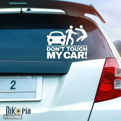 Dikoria Don't Touch My Car Car Sticker, car Stickers for Car Exterior, Glass, Wall, Window | White Color Standard Size (12x12 Inch) | Design-Don't Touch My Car Car Sticker White- D404-thumb0