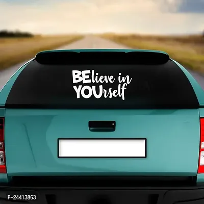 Dikoria Believe in Yourself Car Sticker, car Stickers for Car Exterior, Glass, Wall, Window | White Color Standard Size (12x12 Inch) | Design-Believe in Yourself Car Sticker White- D742-thumb2
