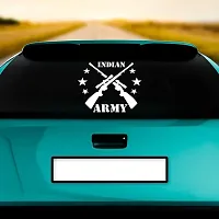 Dikoria India Army Car Sticker, car Stickers for Car Exterior, Glass, Wall, Window | White Color Standard Size (12x12 Inch) | Design-India Army Car Sticker White- D53-thumb1