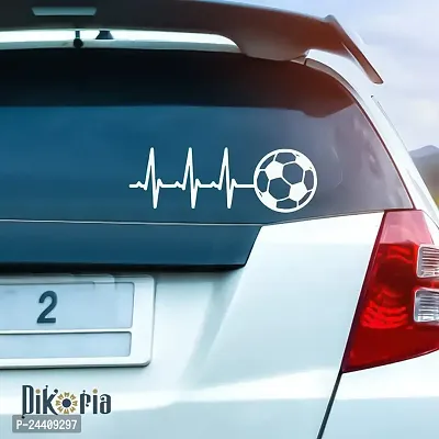 Dikoria Wave with Football Car Sticker, car Stickers for Car Exterior, Glass, Wall, Window | White Color Standard Size (12x12 Inch) | Design-Wave with Football Car Sticker White- D470