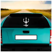 Dikoria Trident Car Sticker, car Stickers for Car Exterior, Glass, Wall, Window | White Color Standard Size (12x12 Inch) | Design-Trident Car Sticker White- D204-thumb1