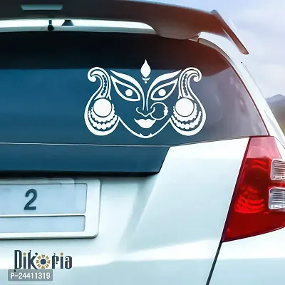 Dikoria Durga Maa Car Sticker, car Stickers for Car Exterior, Glass, Wall, Window | White Color Standard Size (12x12 Inch) | Design-Durga Maa Car Sticker White- D631