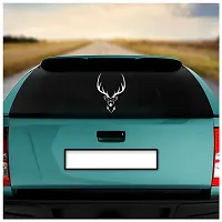 Dikoria Deer Car Sticker, car Stickers for Car Exterior, Glass, Wall, Window | White Color Standard Size (12x12 Inch) | Design-Deer Car Sticker White- D608-thumb1