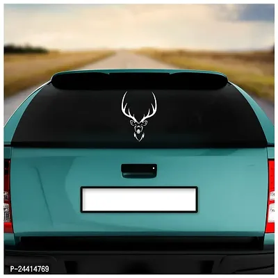 Dikoria Deer Car Sticker, car Stickers for Car Exterior, Glass, Wall, Window | White Color Standard Size (12x12 Inch) | Design-Deer Car Sticker White- D608-thumb2