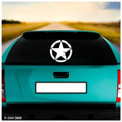 Dikoria Star Car Sticker, car Stickers for Car Exterior, Glass, Wall, Window | White Color Standard Size (12x12 Inch) | Design-Star Car Sticker White- D43-thumb2